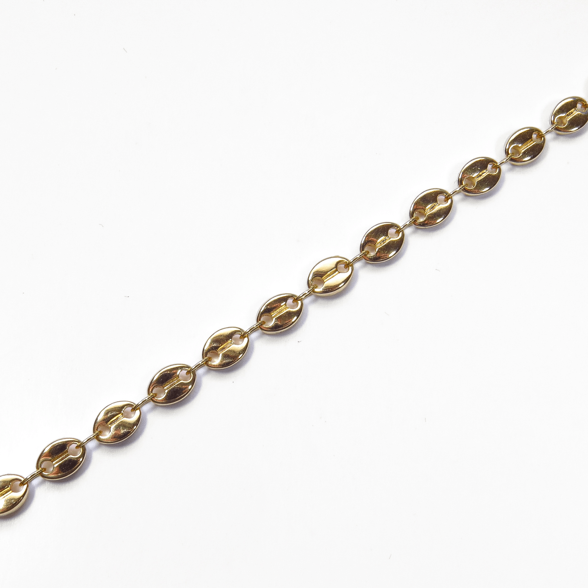 bracelet tendance en plaqué or 18 carats avec maillons style graine de café