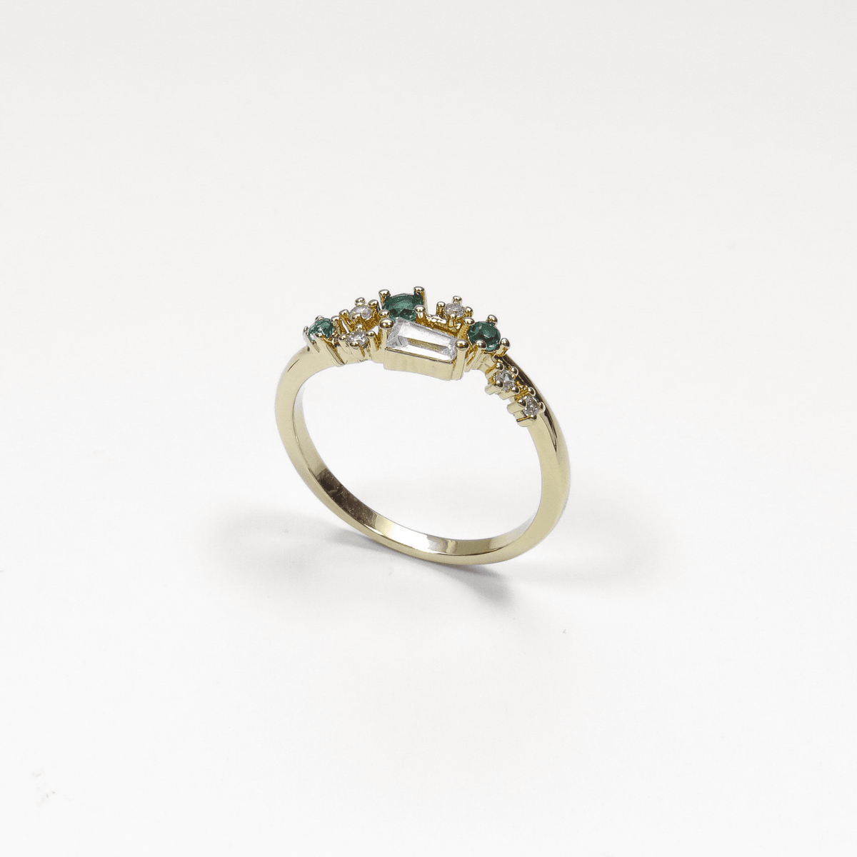 Bague Or Jaune 18 Carats Avec Zircons Colorés - Taille 56, Occasion, Sertie, Bijou Précieux